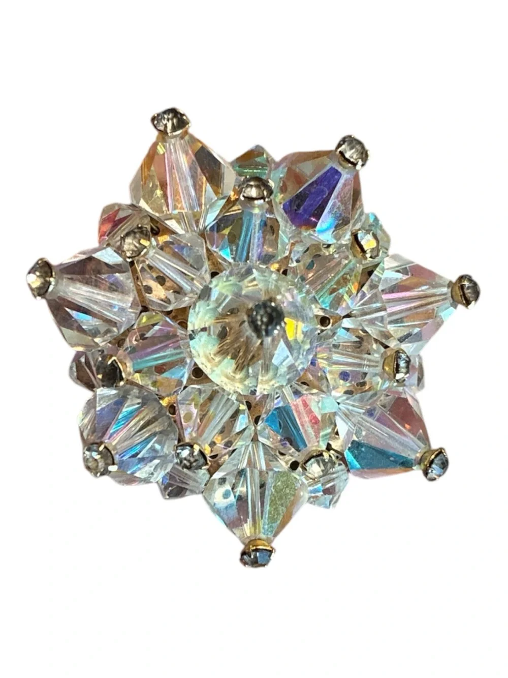 Aurora Crystal Starburst Cluster Brooch